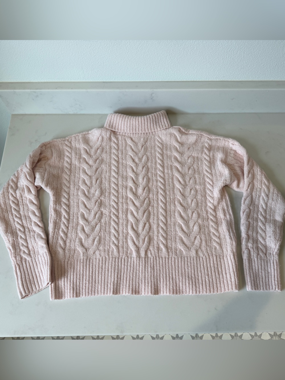 Abercrombie Kids Girls’ Cable Knit Turtle Neck Sweater - Light Pink, girls 11/12
